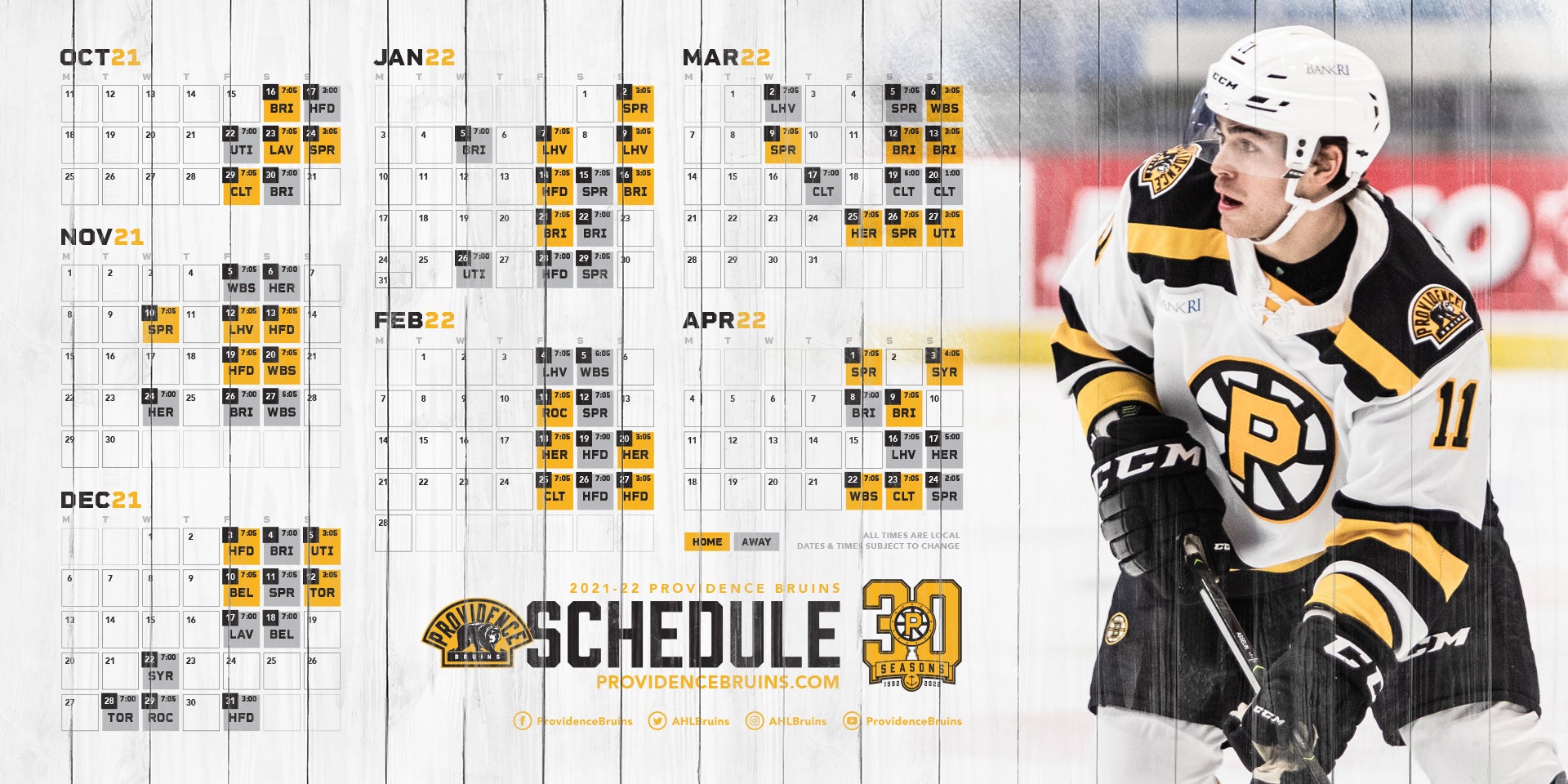 P-BRUINS RELEASE 2021-22 SEASON SCHEDULE