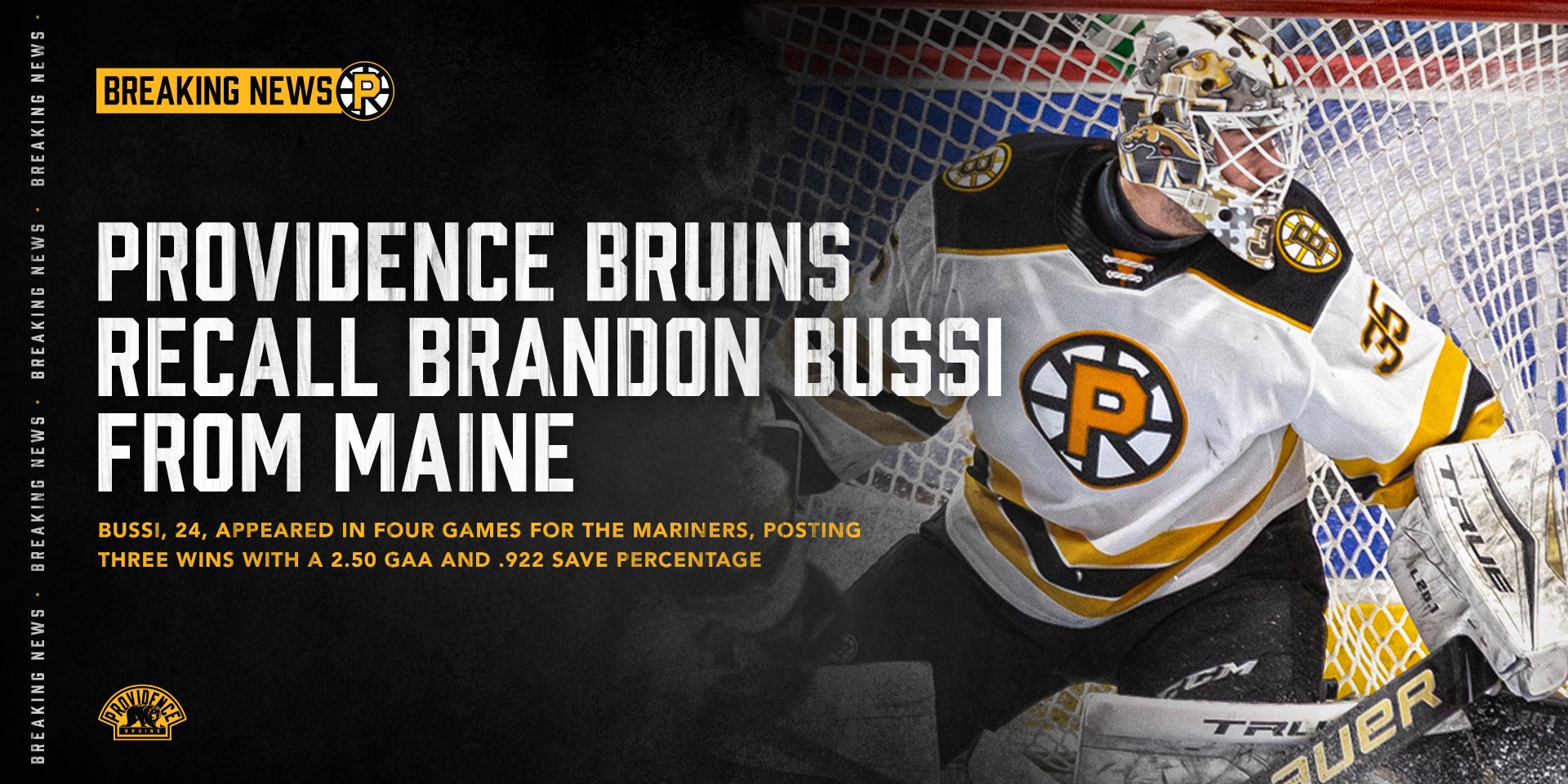 BUSSI'S 40 SAVE EFFORT NOT ENOUGH AS P-BRUINS FALL TO WOLF PACK IN