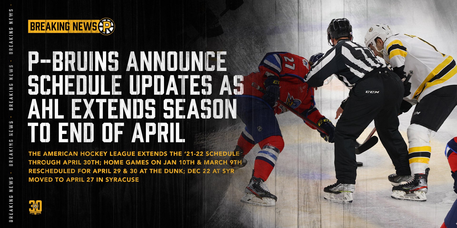 AHL ANNOUNCES PROVIDENCE BRUINS SCHEDULE UPDATES Providence Bruins